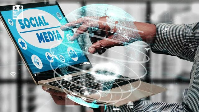 Social media and young people network conceptual . Modern graphic interface showing online social connection network and media channels to engage customer interaction in the digital business.