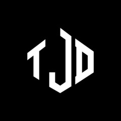 TJD letter logo design with polygon shape. TJD polygon and cube shape logo design. TJD hexagon vector logo template white and black colors. TJD monogram, business and real estate logo.
