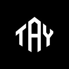 TAY letter logo design with polygon shape. TAY polygon and cube shape logo design. TAY hexagon vector logo template white and black colors. TAY monogram, business and real estate logo.