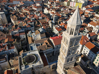 aerial view of Split city with cathedral saint domnius in Croatia
