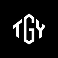 TGY letter logo design with polygon shape. TGY polygon and cube shape logo design. TGY hexagon vector logo template white and black colors. TGY monogram, business and real estate logo.