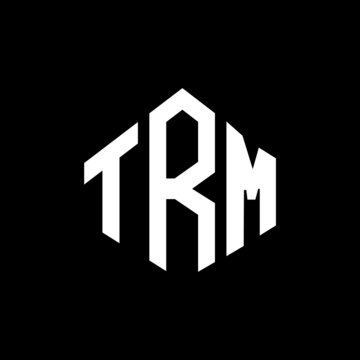 TRM letter logo design with polygon shape. TRM polygon and cube shape logo design. TRM hexagon vector logo template white and black colors. TRM monogram, business and real estate logo.