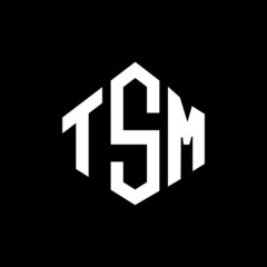TSM letter logo design with polygon shape. TSM polygon and cube shape logo design. TSM hexagon vector logo template white and black colors. TSM monogram, business and real estate logo.