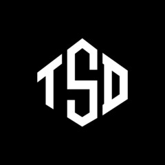 TSD letter logo design with polygon shape. TSD polygon and cube shape logo design. TSD hexagon vector logo template white and black colors. TSD monogram, business and real estate logo.