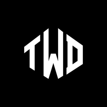 TWD letter logo design with polygon shape. TWD polygon and cube shape logo design. TWD hexagon vector logo template white and black colors. TWD monogram, business and real estate logo.