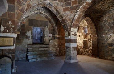 Fototapeta na wymiar An interior view of the Cathedral of the Holy Cross on Akdamar Island, Lake Van, Turkey