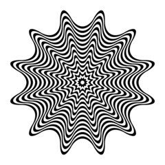 Abstract circle wavy lines op art pattern.