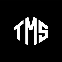 TMS letter logo design with polygon shape. TMS polygon and cube shape logo design. TMS hexagon vector logo template white and black colors. TMS monogram, business and real estate logo.