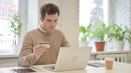 Man Shopping Online on Laptop, Online Payment