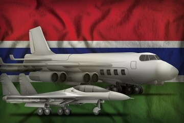 Gambia air forces concept on the state flag background. 3d Illustration
