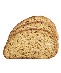 Pieces of white bread, on a white plate, sliced