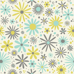 Simple seamless pattern with flowers on a white background.