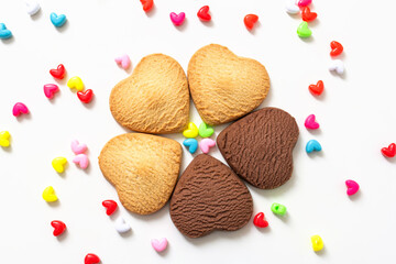 heart-shaped cookies for Valentine's Day - delicious homemade natural organic cookies, pastries with love for Valentine's Day, the concept of love