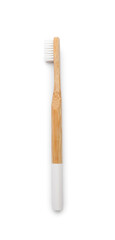 Bamboo toothbrush on white background