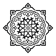 Vector pattern in Eastern style. Ornate element for design and place for text. Ornamental lace pattern for wedding invitations and greeting cards. Traditional pastel decor on light background.
