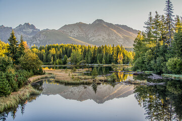 Fototapeta premium reflection of mauntains on the lake