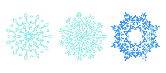 Blue Mandala snowflake hand drawn decor 