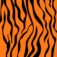 Tiger pattern with black and orange stripes. Animal print background for your design