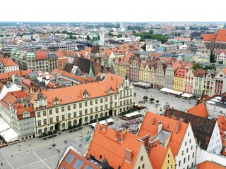 A city in Poland, Wrocałw. City center. Beautiful architecture.
