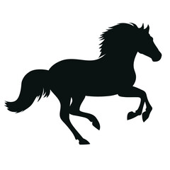 Fototapeta na wymiar Galloping horse silhouette in black- icon