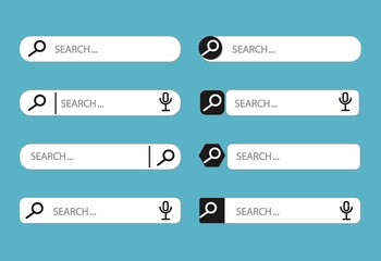 Fototapeta premium Search Bar for ui, design and web site. Search Address and navigation bar icon. Collection of search form templates for websites