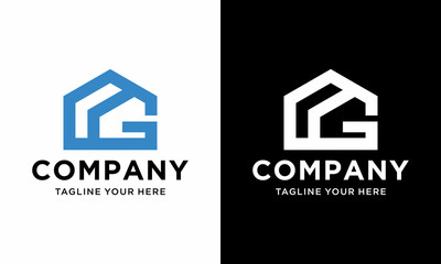 House logo design. Scandinavian real estate symbol. line art home vector. letter G construction logo