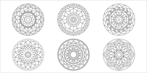 Mandalas. Coloring pages for children and adults. Black and white outline drawing.