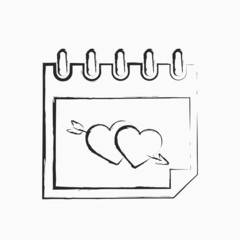 hand drawn valentine day calendar with hearts. romantic and love symbol. sketchy element for valentine's day design
