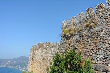Alanian fortress. Fortress wall. Chilarda-Burnu Peninsula. Turkey