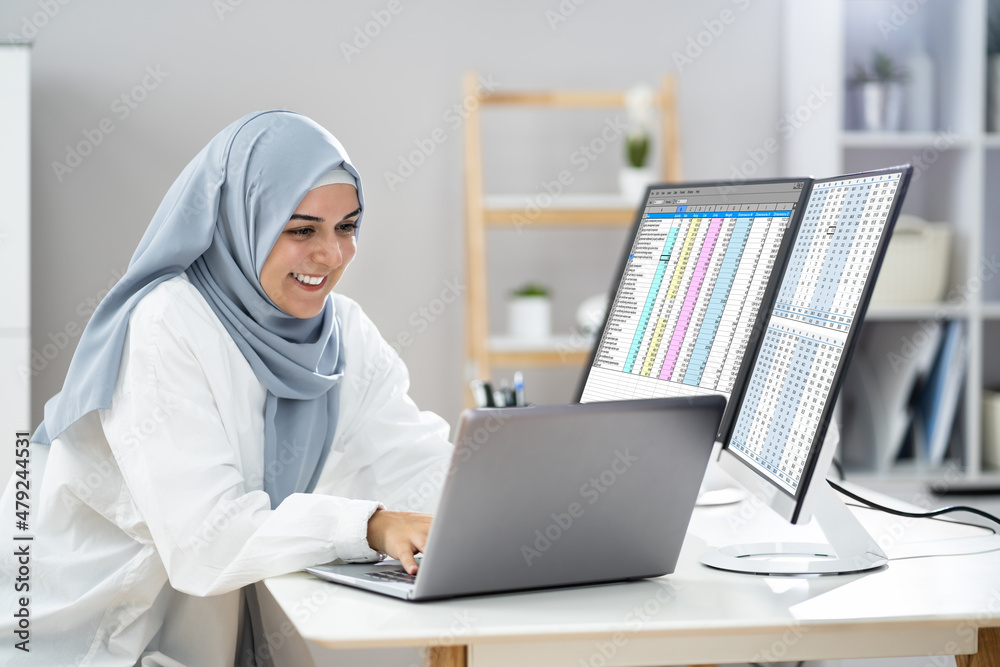 Poster Analyst Working With Spreadsheet Business Data