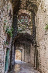 Fototapeta na wymiar Stone gate in the Old Town of Kotor, Montenegro.