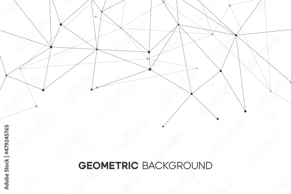 Wall mural abstract background with line and dot connection. molecular science pattern. internet design and dat