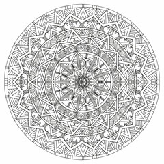 Decorative ornament in ethnic oriental style. Outline doodle hand draw vector illustration. Coloring book page.