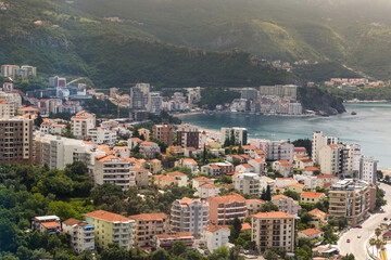 Aerial view of Becici and Rafailovici towns, Montenegro