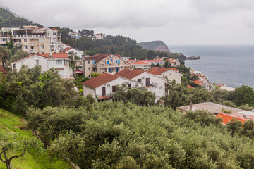Obraz premium Houses of Sveti Stefan town, Montenegro.