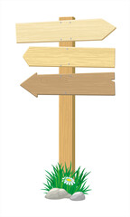 Wooden arrow signs board. Vector illustration wood signboards plank road.