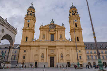 Fototapeta na wymiar Munich January 2022: The Catholic Church of St. Kajetan and Adelheid in Munich