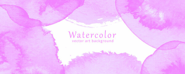 Vector pink watercolor art background. Valentine's Day. Hand painted watercolour texture for cards, cover, flyers, poster, banner or wallpaper. Pink watercolour banner. Template for design. Valentines