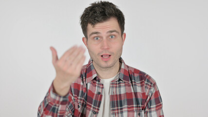 Portrait of Young Man Pointing at Camera, Inviting