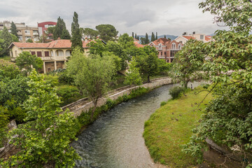 Fototapeta na wymiar Ribnica river in Podgorica, capital of Montenegro