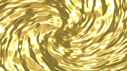 Golden texture of a swirling vortex. Gold background with a twisted pattern. Liquid gold.
