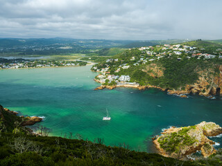 The Knysna heads, the lagoon mouth and the Leisure Island in the Garden Route