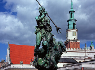 Neptune statue and City Hall, Poznan City, Poland © Maciej