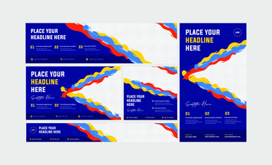 Colorful splash flyer, banner, Website, Ads, brochure template design set. Suitable for your outdoor products and travel agency.