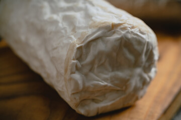 macro close-up of goat cheese