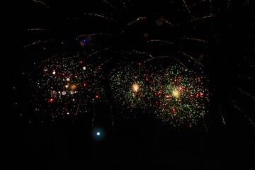 Fireworks sparks on a black sky background. graphic resource for design. Blank for the designer....