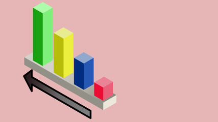 A colourful 3D isometric bar graph showing an upward trend. 