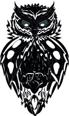 graphic black and white owl
