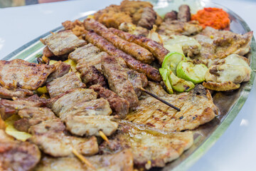 Meal in Bosnia and Herzegovina - various grilled meats