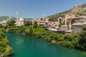 Fototapeta na wymiar River Neretva in Mostar. Bosnia and Herzegovina